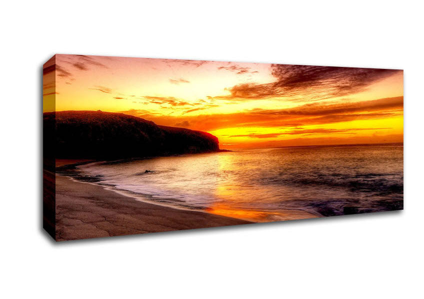 Picture of Stunning Ocean Beach At Sunset Panoramic Canvas Wall Art