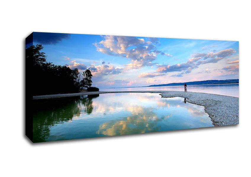 Picture of Reflections Of The Evening Clouds Panoramic Canvas Wall Art