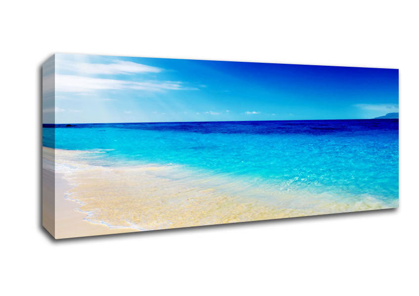 Picture of Turquoise Ocean Sun Blaze Panoramic Canvas Wall Art