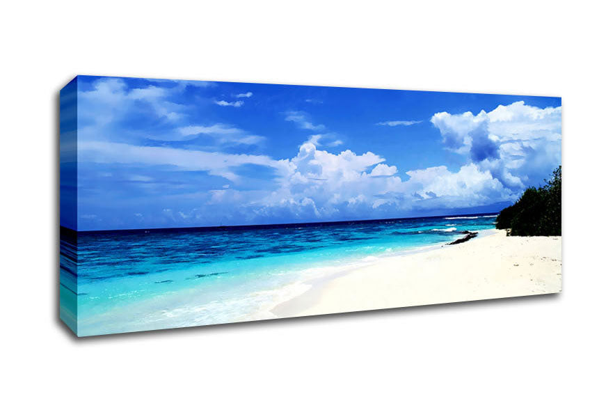 Picture of White Sands On The Paradise Island Panoramic Canvas Wall Art