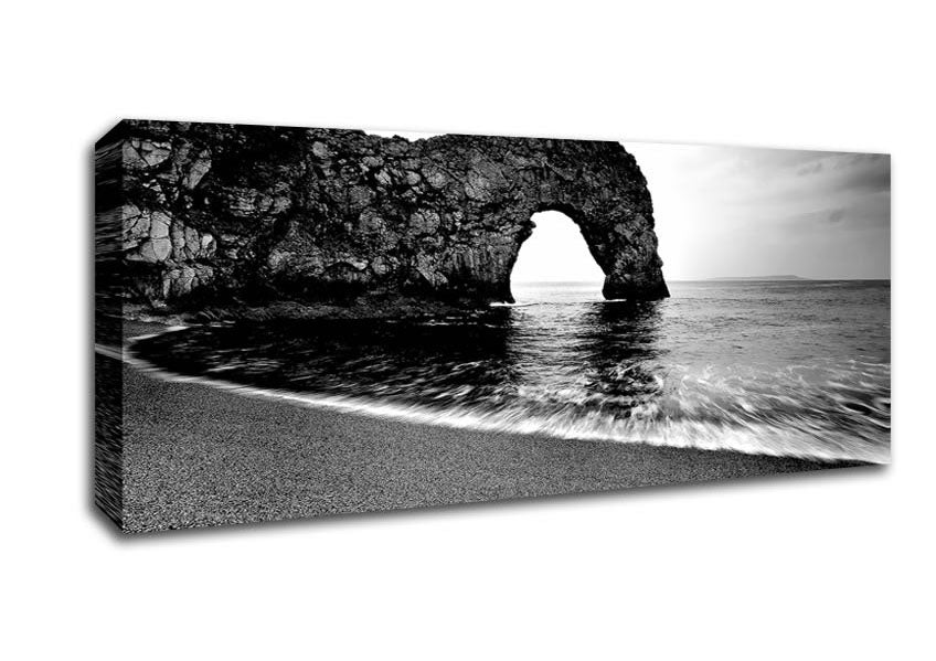 Picture of Gateway To The Ocean B n W Panoramic Canvas Wall Art