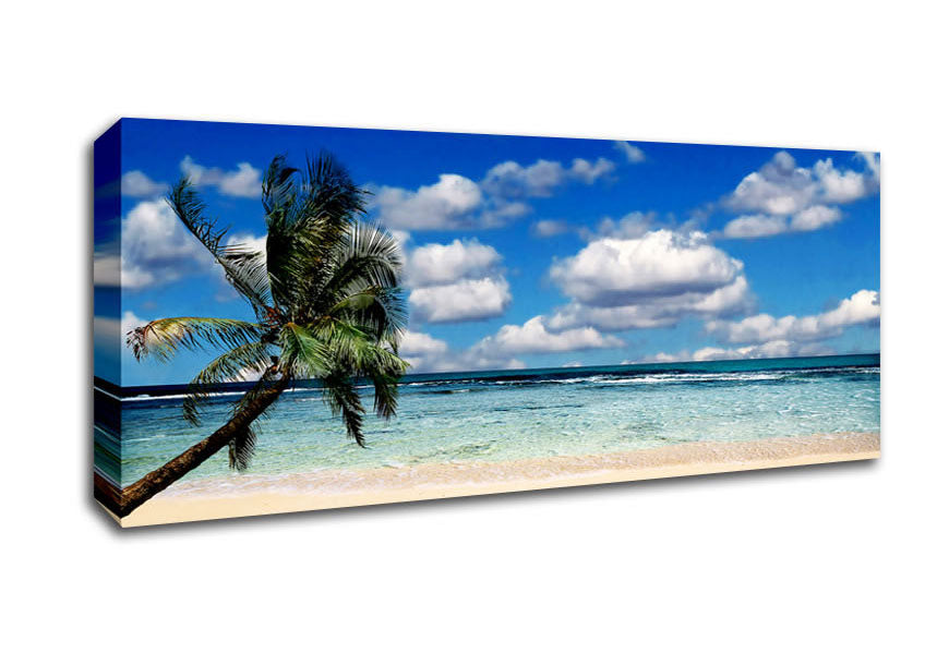 Picture of Palm Tree Island Paradise Panoramic Canvas Wall Art
