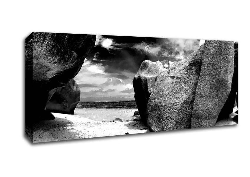 Picture of Paradise Storms B n W Panoramic Canvas Wall Art