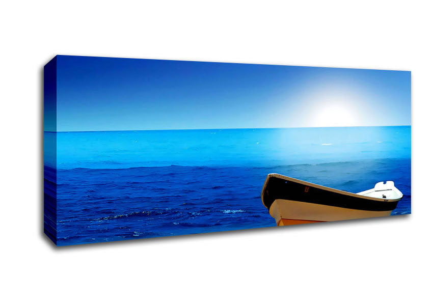 Picture of Sail Boat On The Crystal Ocean Shoreline Panoramic Canvas Wall Art