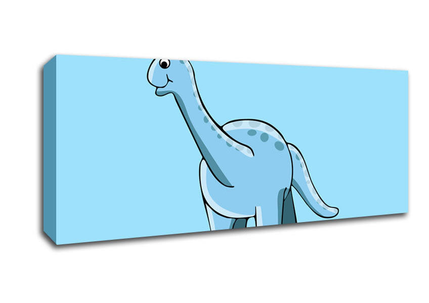 Picture of Big Funny Dinosaur Baby Blue Panoramic Canvas Wall Art