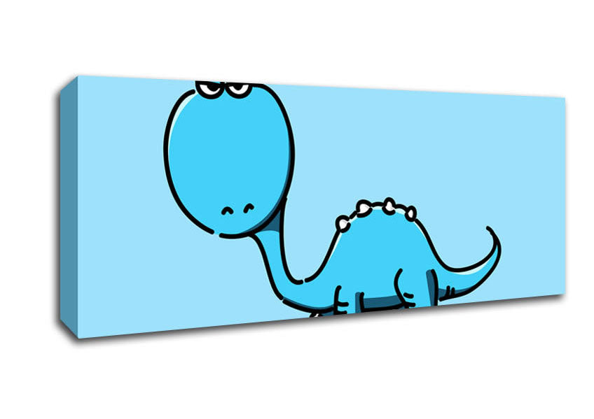 Picture of Dinosaur Not Impressed Baby Blue Panoramic Canvas Wall Art