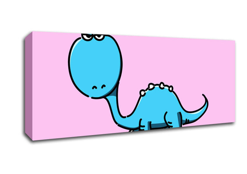 Picture of Dinosaur Not Impressed Pink Panoramic Canvas Wall Art