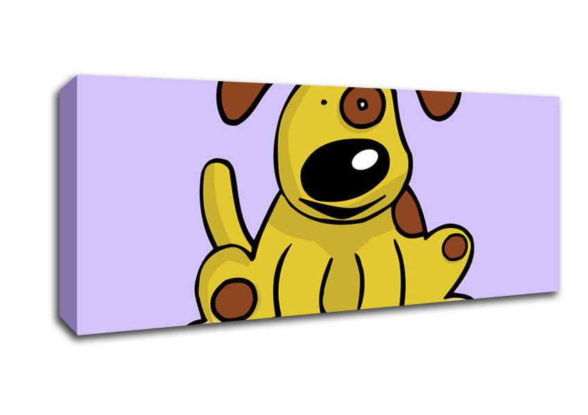 Picture of Dog Cartoon Tail Lilac Panoramic Canvas Wall Art