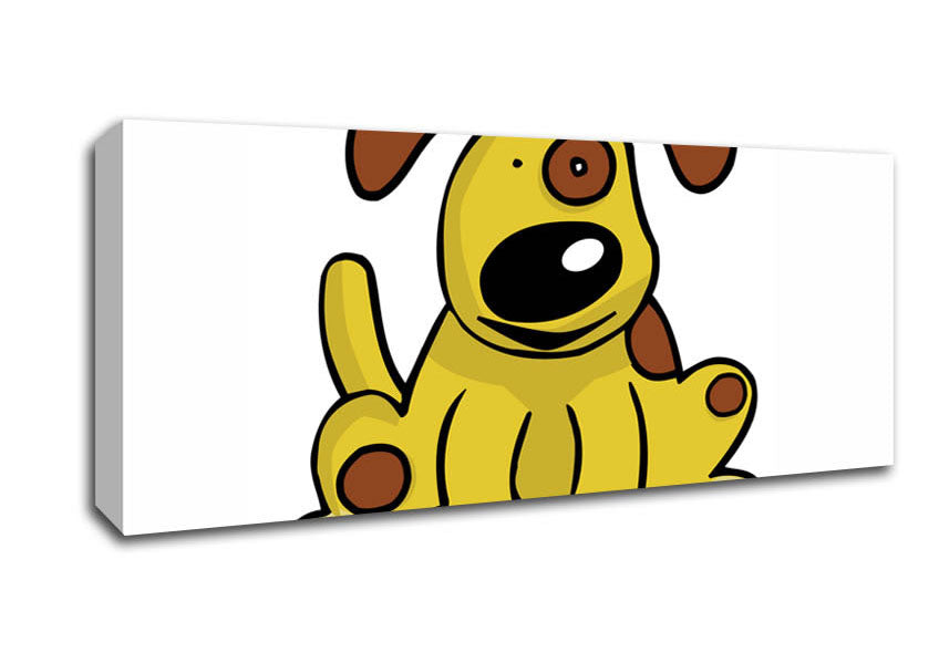 Picture of Dog Cartoon Tail White Panoramic Canvas Wall Art