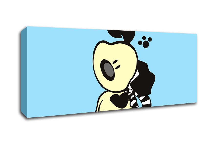 Picture of Dog Paw Print Scarf Baby Blue Panoramic Canvas Wall Art
