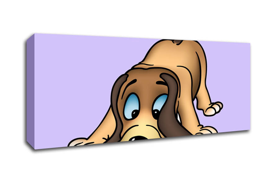 Picture of Dog Sniffing Lilac Panoramic Canvas Wall Art