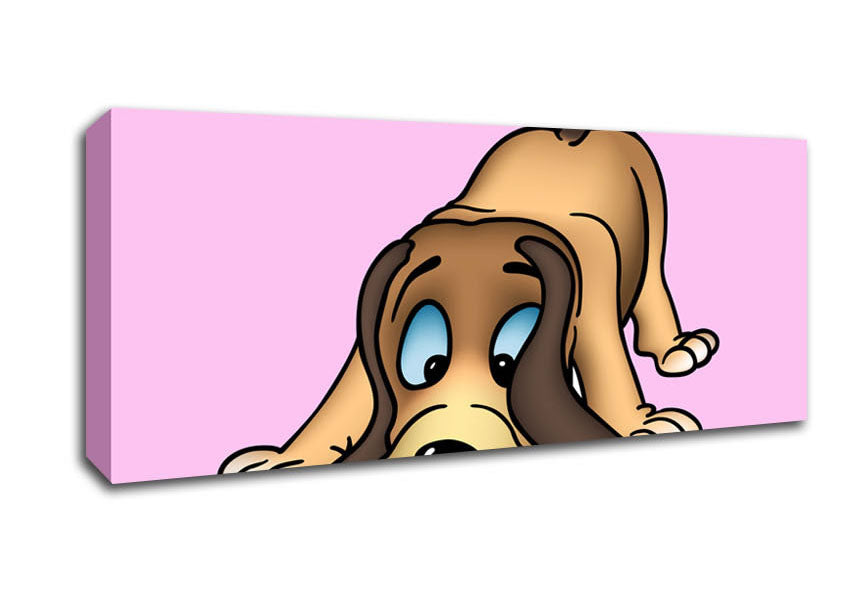 Picture of Dog Sniffing Pink Panoramic Canvas Wall Art