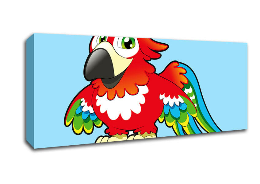 Picture of Little Parrot Baby Blue Panoramic Canvas Wall Art
