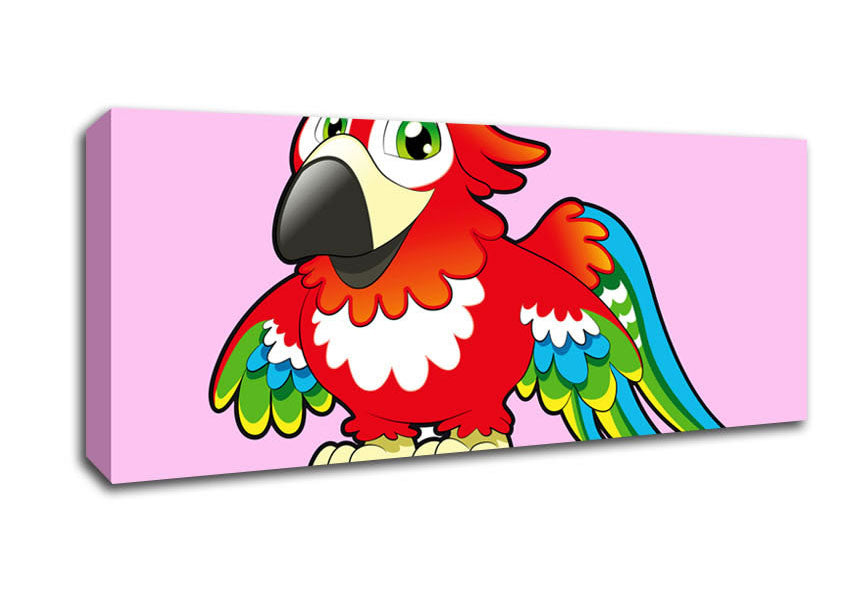 Picture of Little Parrot Pink Panoramic Canvas Wall Art