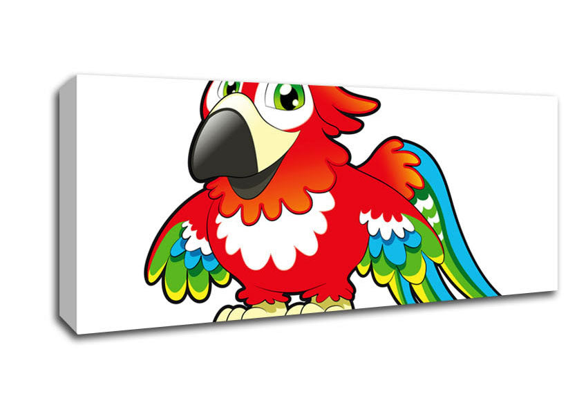 Picture of Little Parrot White Panoramic Canvas Wall Art