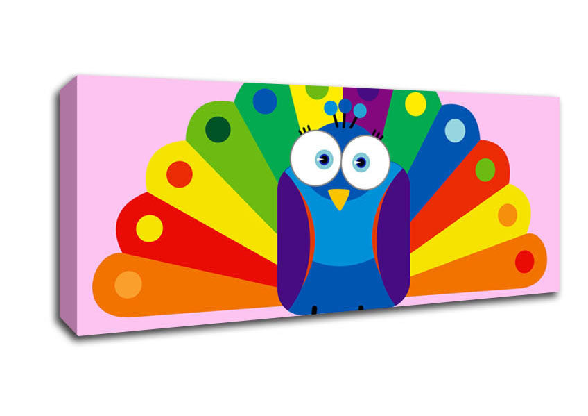 Picture of Little Peacock Pink Panoramic Canvas Wall Art