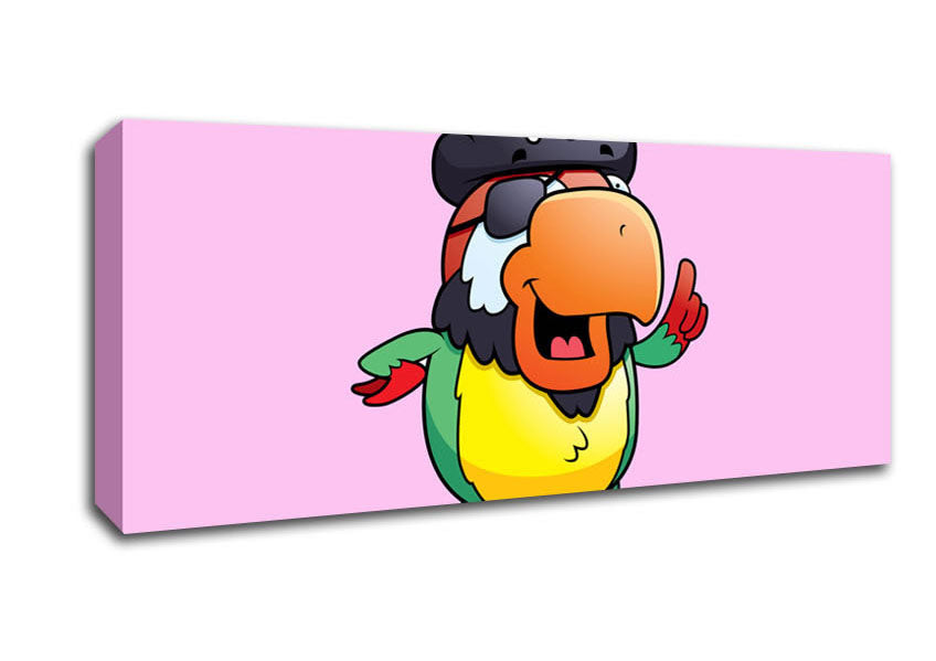 Picture of Pirate Parrot Eyepatch Pink Panoramic Canvas Wall Art