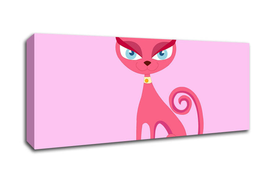 Picture of Posh Cat Pink Panoramic Canvas Wall Art