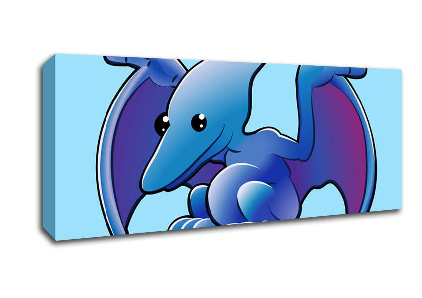 Picture of Pterodactyl Dinosaur Baby Blue Panoramic Canvas Wall Art