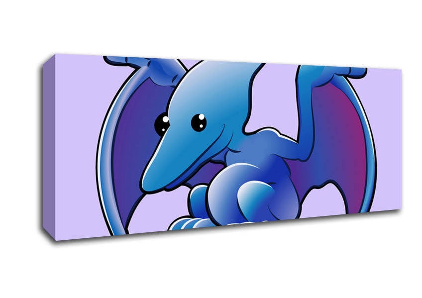 Picture of Pterodactyl Dinosaur Lilac Panoramic Canvas Wall Art