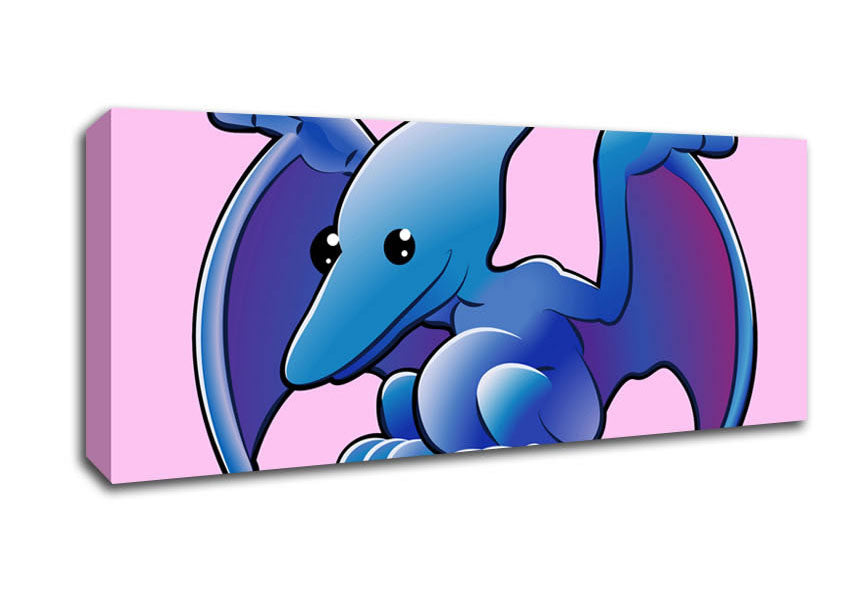 Picture of Pterodactyl Dinosaur Pink Panoramic Canvas Wall Art