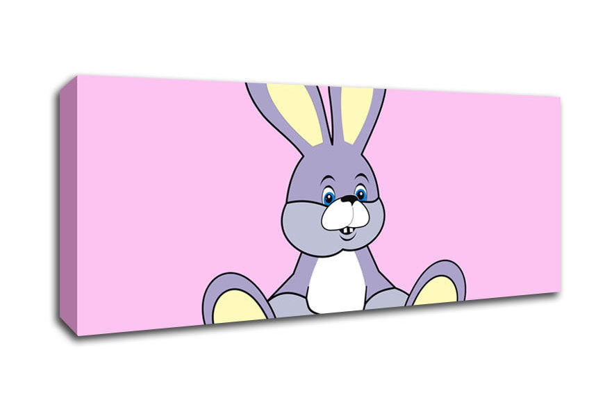 Picture of Rabbit Sitting Down Pink Panoramic Canvas Wall Art
