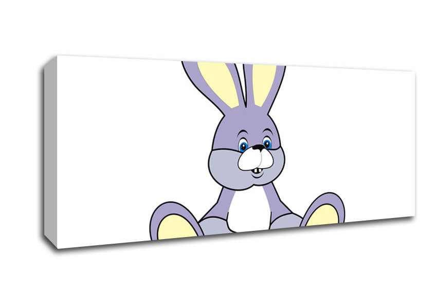 Picture of Rabbit Sitting Down White Panoramic Canvas Wall Art