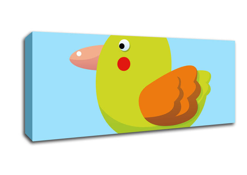 Picture of Red Spot Bird Baby Blue Panoramic Canvas Wall Art