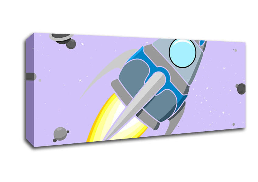 Picture of Rocket Ship Lilac Panoramic Canvas Wall Art