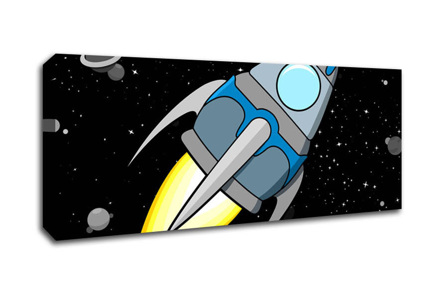 Picture of Rocket Ship White Panoramic Canvas Wall Art