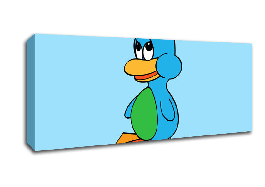 Picture of Sad Duck Baby Blue Panoramic Canvas Wall Art