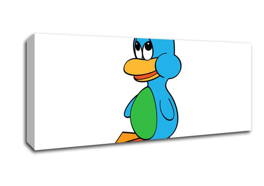 Picture of Sad Duck White Panoramic Canvas Wall Art