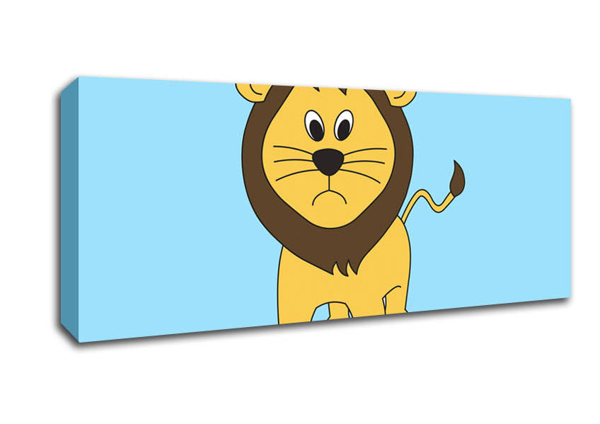 Picture of Sad Lion Baby Blue Panoramic Canvas Wall Art
