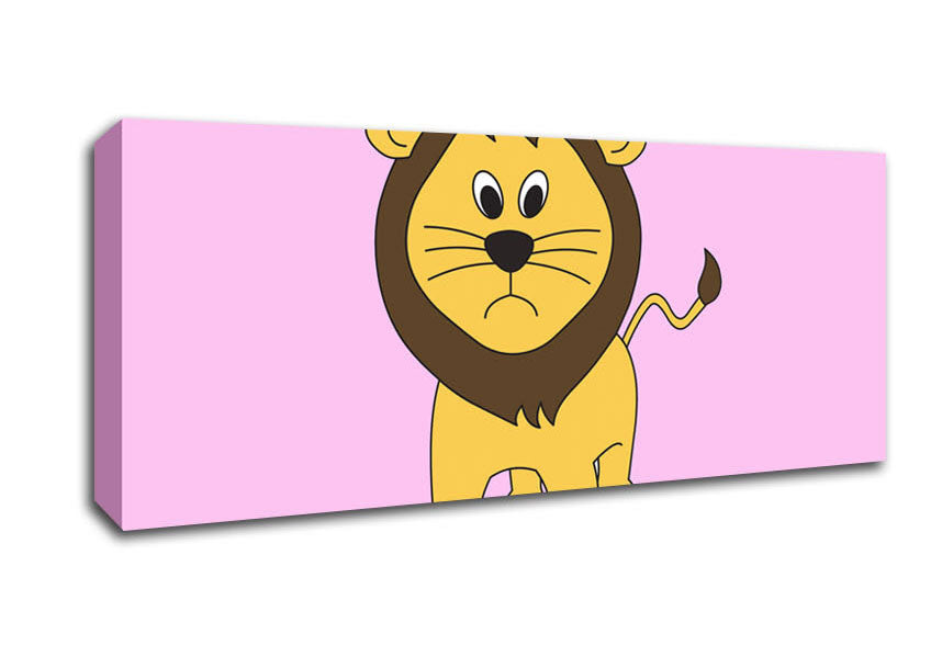 Picture of Sad Lion Pink Panoramic Canvas Wall Art