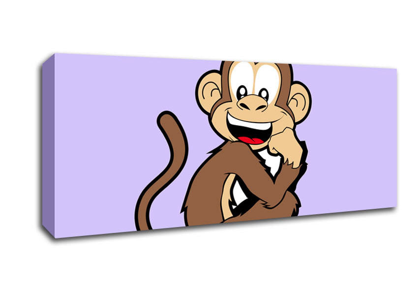 Picture of Sitting Monkey Smiling Lilac Panoramic Canvas Wall Art