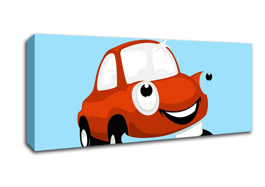 Picture of Smiling Clean Car Baby Blue Panoramic Canvas Wall Art