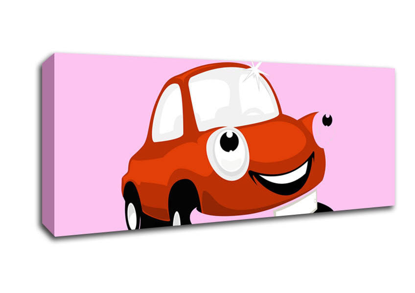 Picture of Smiling Clean Car Pink Panoramic Canvas Wall Art
