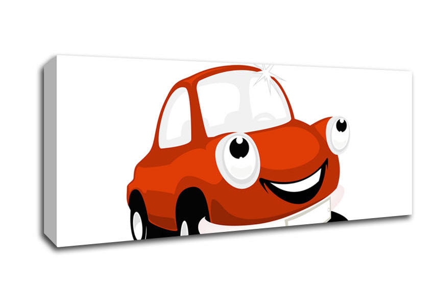 Picture of Smiling Clean Car White Panoramic Canvas Wall Art