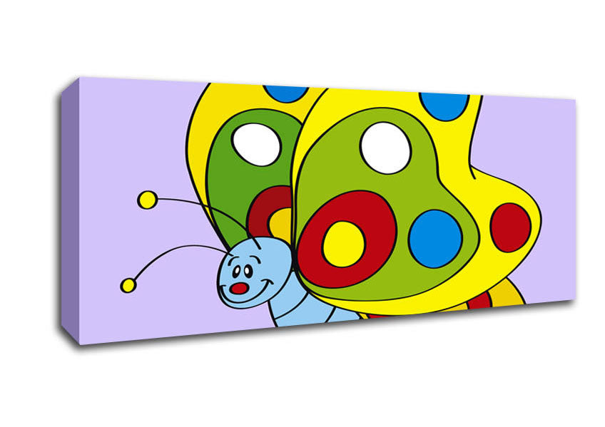 Picture of Smiling Flying Caterpilla Lilac Panoramic Canvas Wall Art