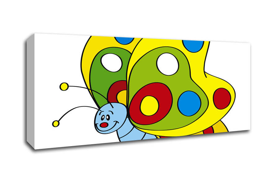 Picture of Smiling Flying Caterpilla White Panoramic Canvas Wall Art