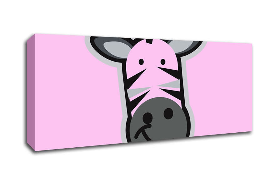 Picture of Smiling Zebra Face Pink Panoramic Canvas Wall Art