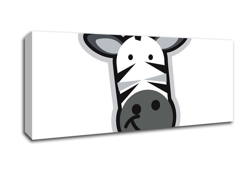 Picture of Smiling Zebra Face White Panoramic Canvas Wall Art