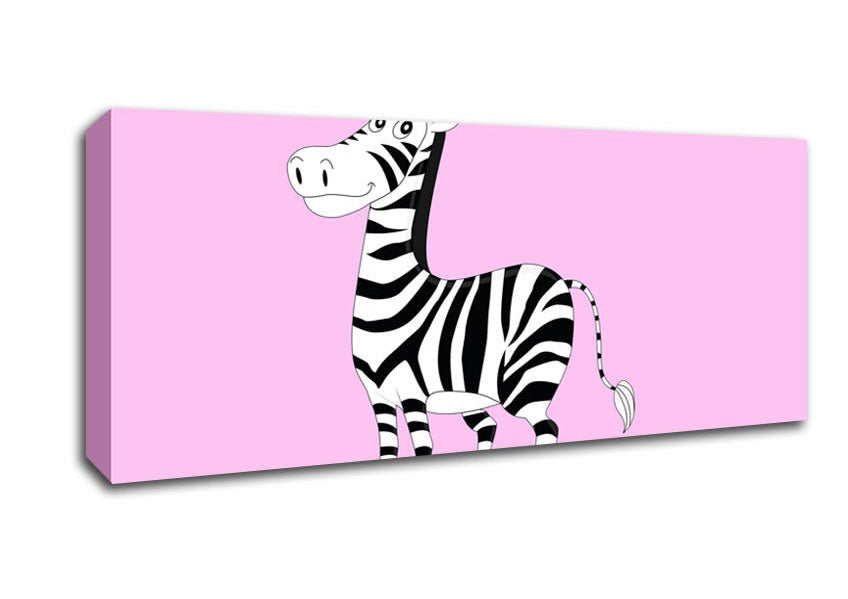 Picture of Standing Zebra Pink Panoramic Canvas Wall Art