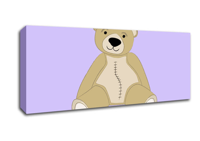 Picture of Stitched Up Teddy Lilac Panoramic Canvas Wall Art