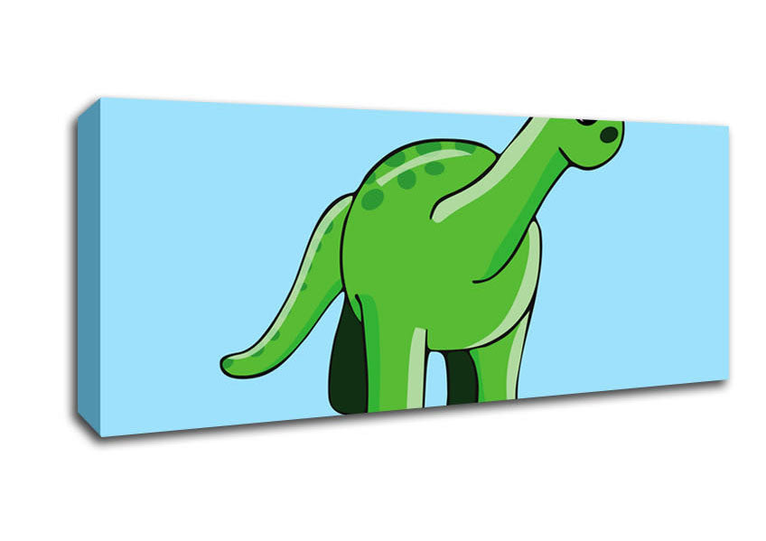 Picture of Suprised Dinosaur Baby Blue Panoramic Canvas Wall Art