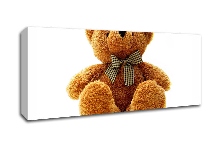 Picture of Teddy Bear Bow White Panoramic Canvas Wall Art