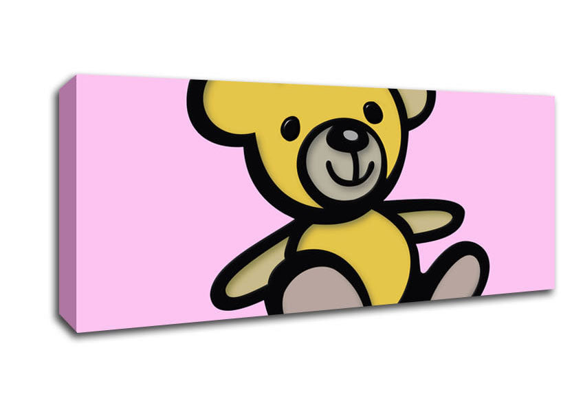 Picture of Teddy Bear Cartoon Pink Panoramic Canvas Wall Art