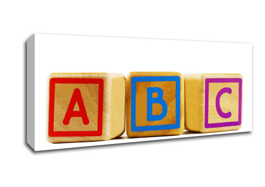 Picture of Three Alphabet Blocks White Panoramic Canvas Wall Art