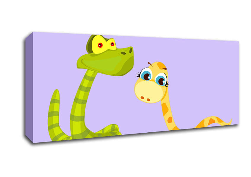 Picture of Two Snakes Lilac Panoramic Canvas Wall Art