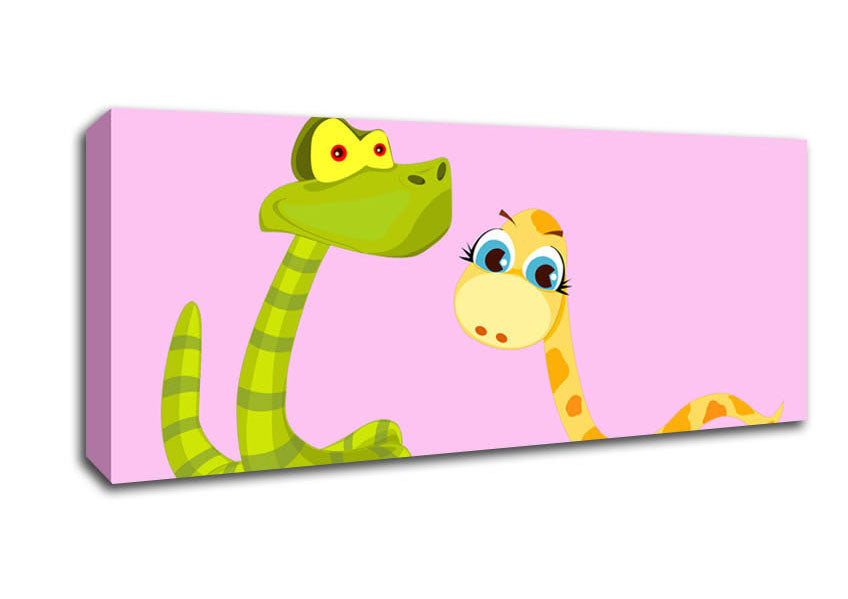 Picture of Two Snakes Pink Panoramic Canvas Wall Art